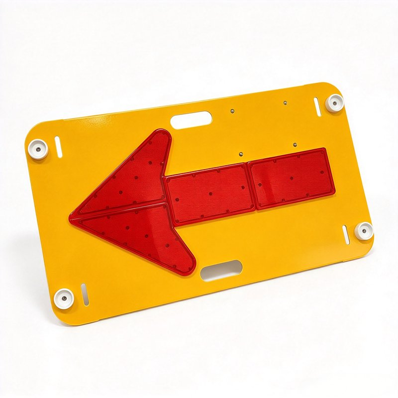 LED Arrow Board designed to improve road work safety with high brightness red LED arrows and strobe mode providing directional guidance